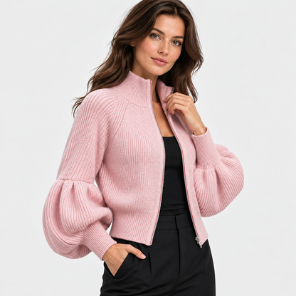 Montviro | Women’s Elegant Knit Sweater Jacket Zipper Outerwear
