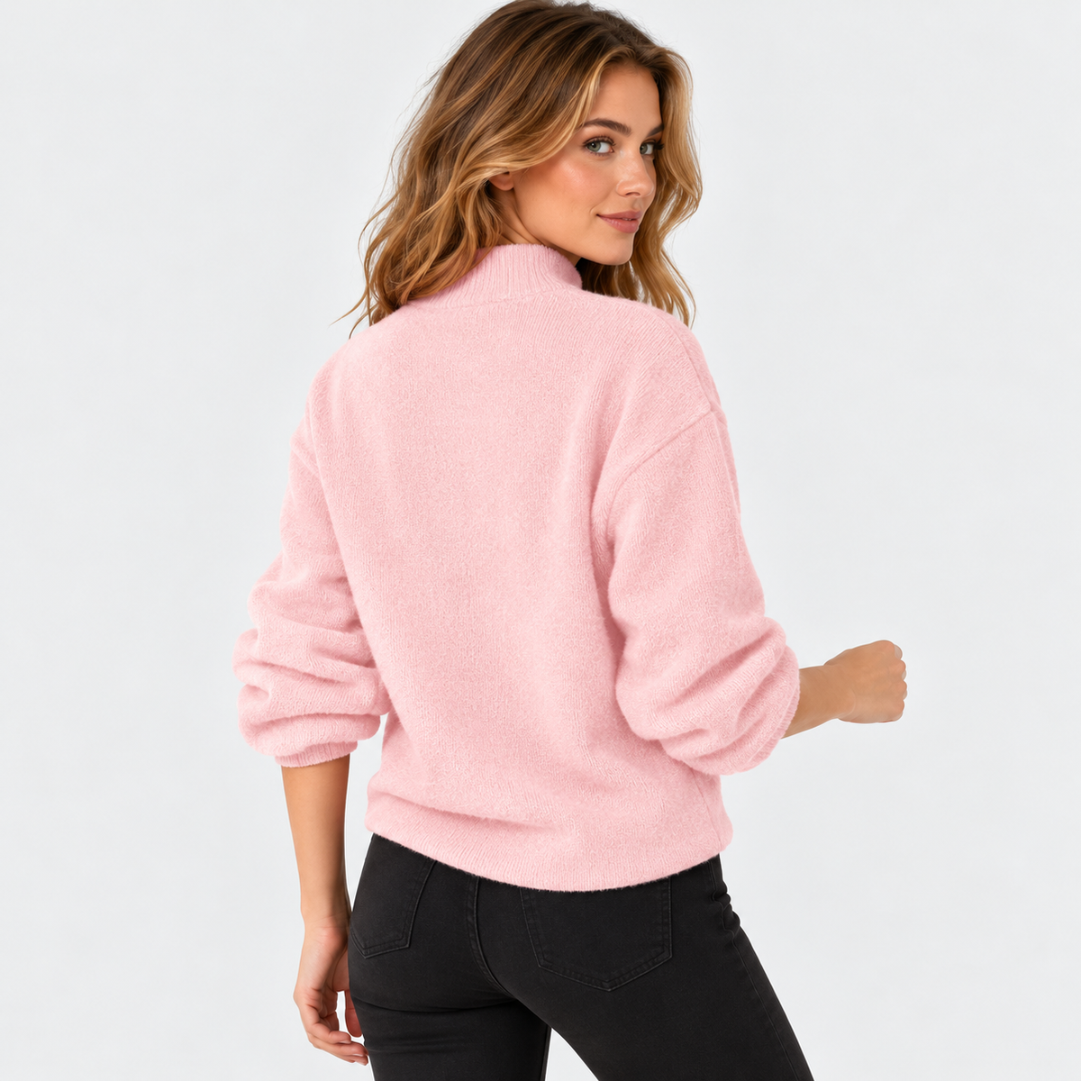 Montviro | Women's Pearl Beaded Pullover Sweater with High Neck