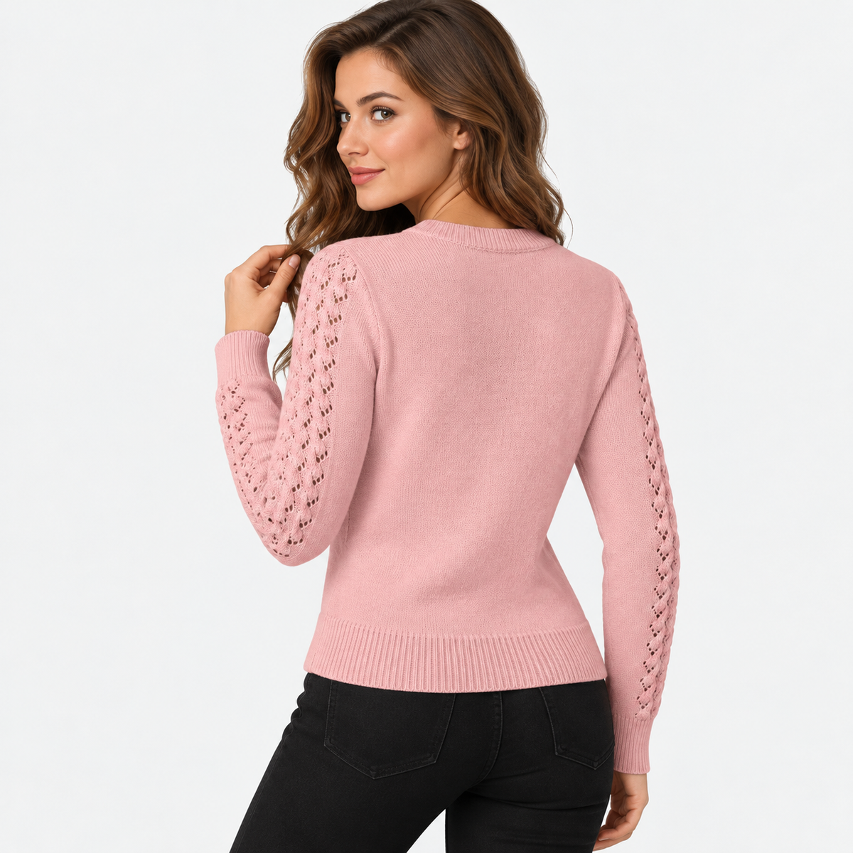 Montviro | Women's Cropped Knit Sweater with Hollow Out Design