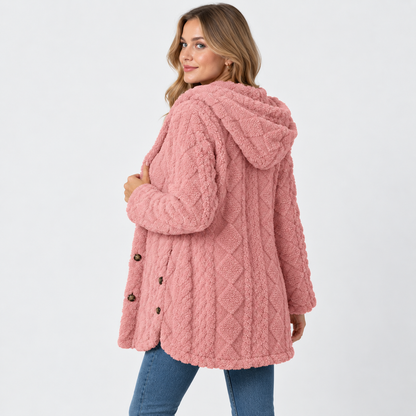 Montviro | Women's Argyle Hooded Cardigan Coat - Long Loose Fit