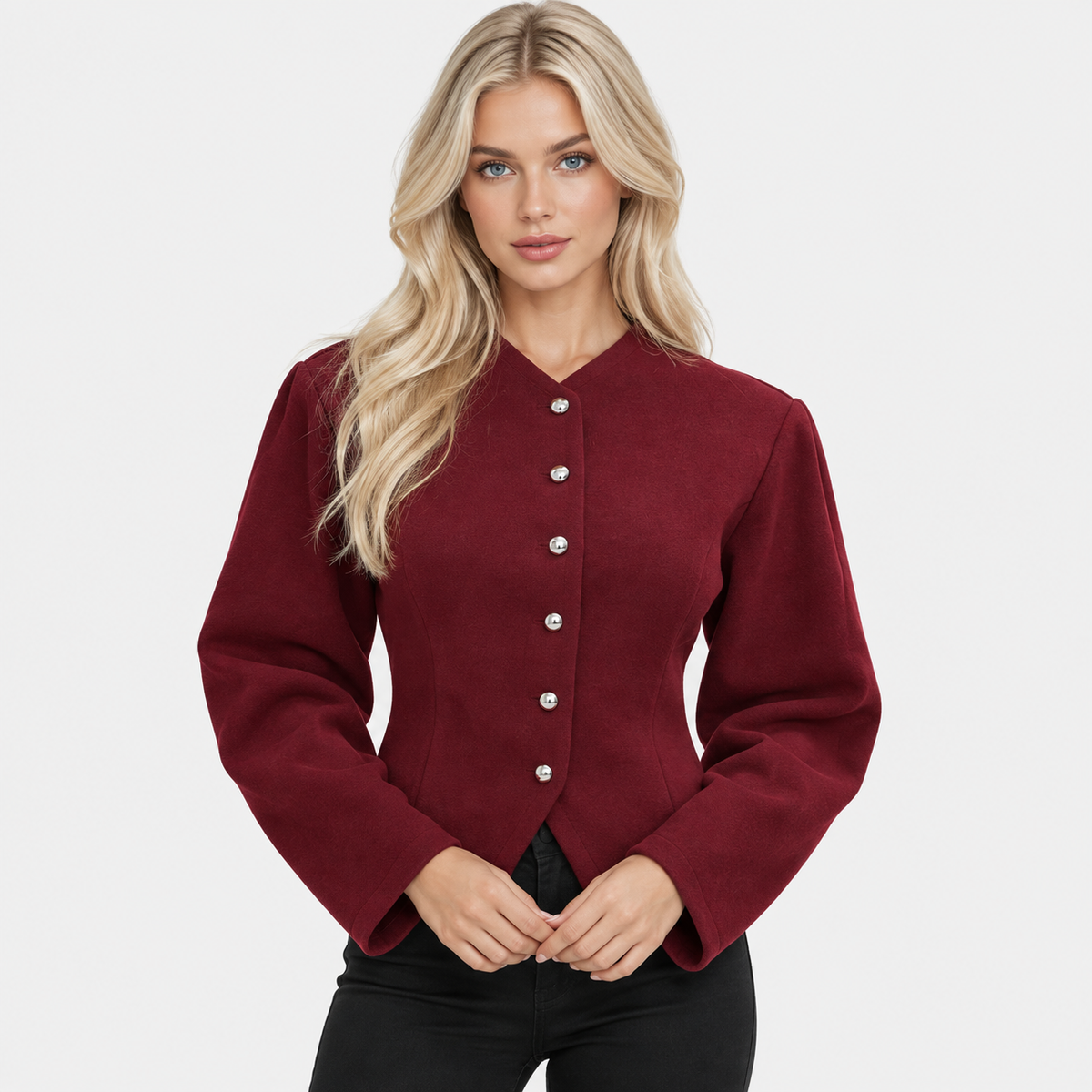 Montviro | Women’s Retro Jacket Lantern Sleeve Single Breasted Outerwear