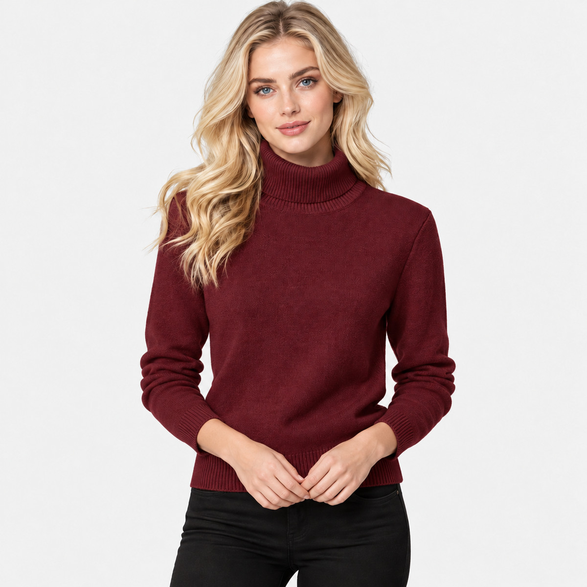 Montviro | Women's High Neck Knit Sweater with Stretch Fabric