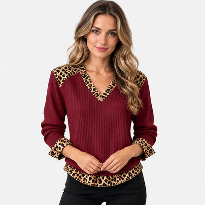 Montviro | Women’s Ribbed Texture Knit Top Relaxed Fit Spring Fall Wear