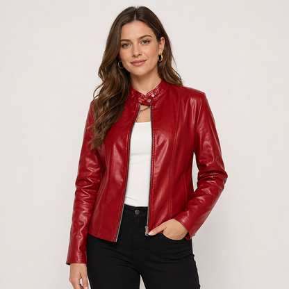 Montviro | Women's Leather Jacket - Full Zip Elegant Style