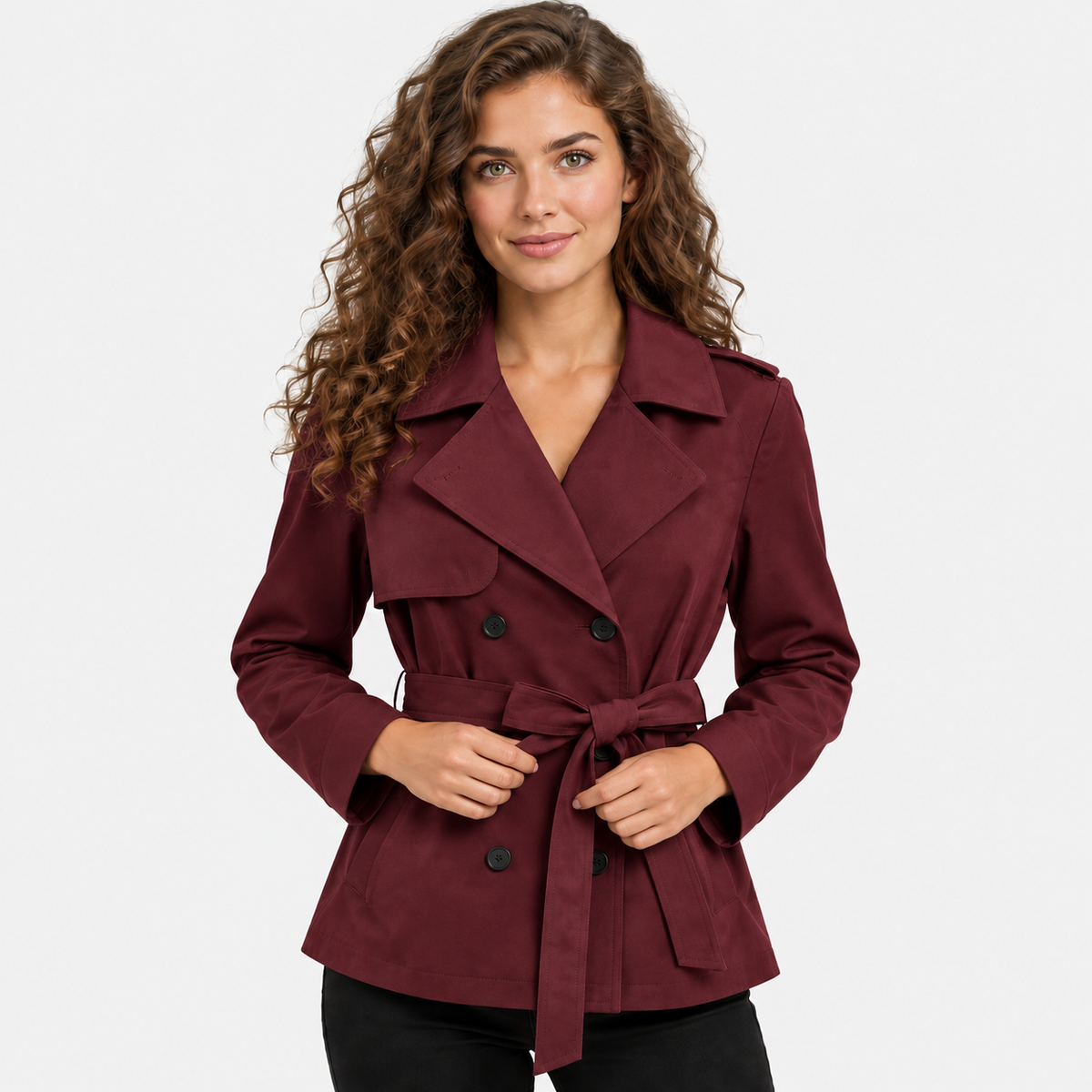 Montviro | Women’s Trench Coat Belted Waist Lapel Outerwear