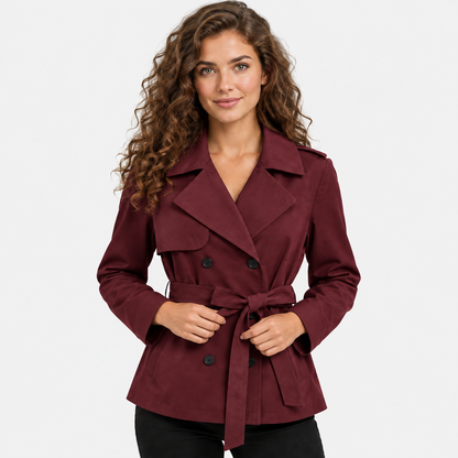 Montviro | Women’s Trench Coat Belted Waist Lapel Outerwear