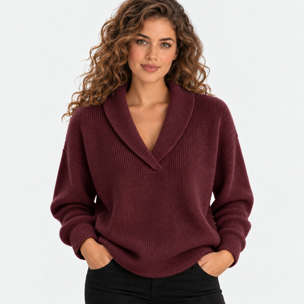 Montviro | Women's Oversized Knit Sweater with Shawl Collar