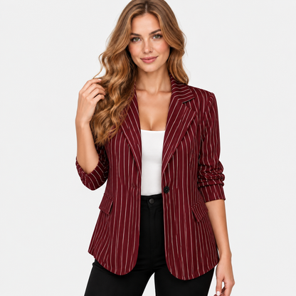 Montviro | Women’s Plus Size Striped Blazer Elegant Workwear Suit Jacket