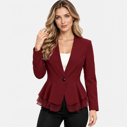 Montviro | Women’s Chiffon Blazer Jacket Long Sleeve Single Button Top