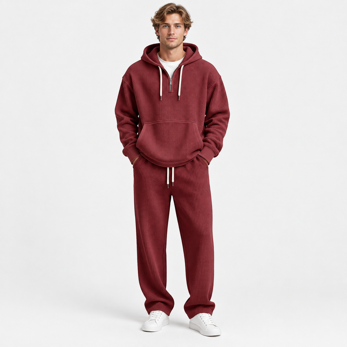 Montviro | Men's Hooded Two Piece Set Knit Casual Fall Winter Outfit