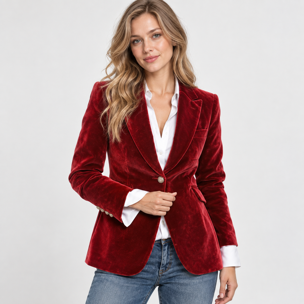 Montviro | Women’s Tailored Blazer Jacket Notch Collar Single Button Coat