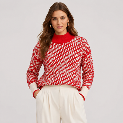 Montviro | Women's Stand Collar Sweater - Viscose Blend Knit