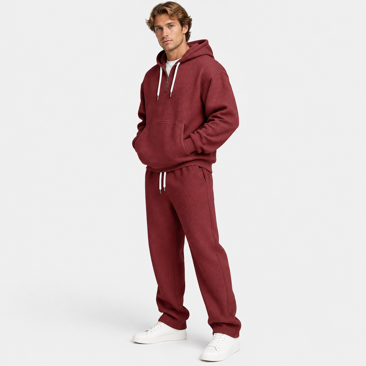 Montviro | Men's Hooded Two Piece Set Knit Casual Fall Winter Outfit