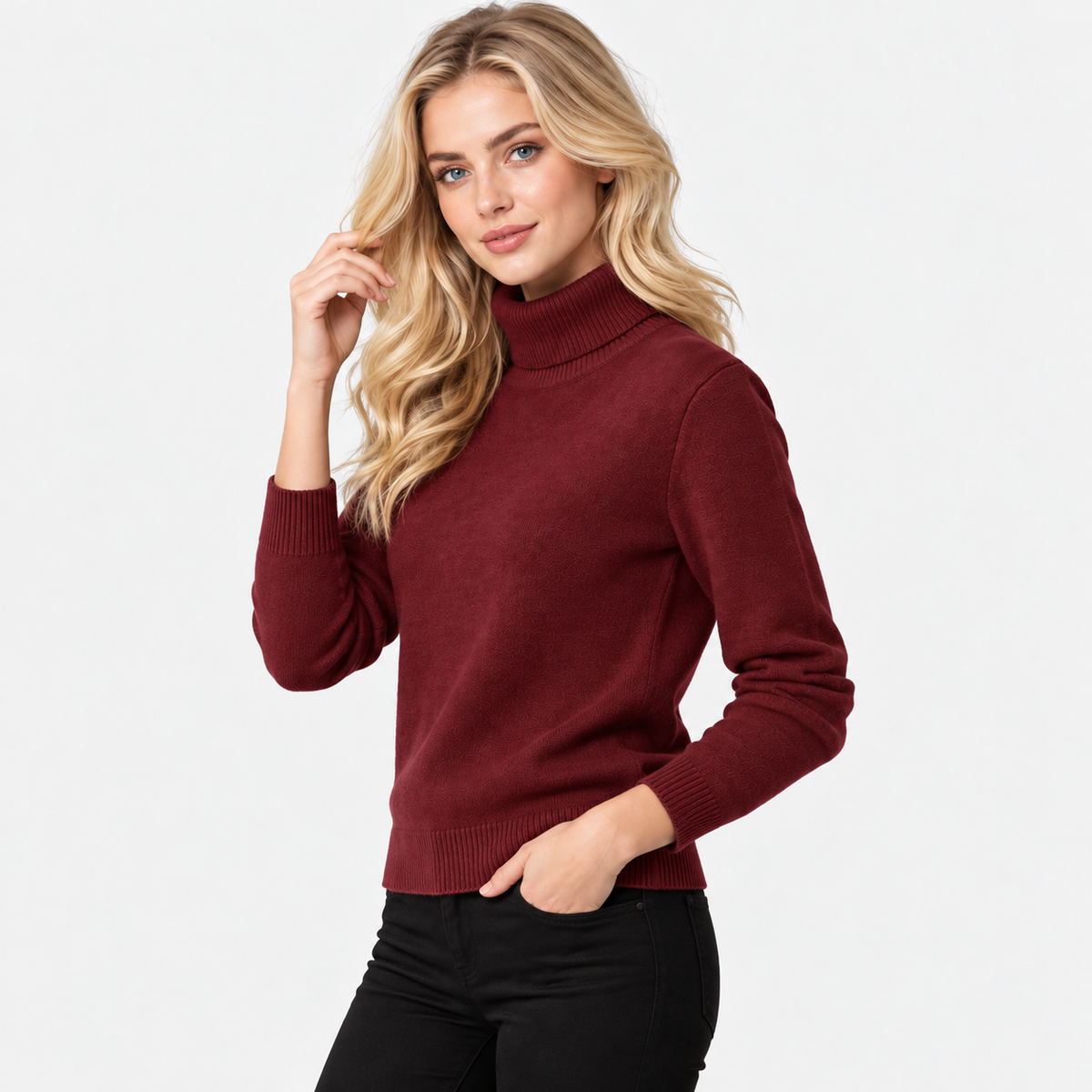 Montviro | Women's High Neck Knit Sweater with Stretch Fabric