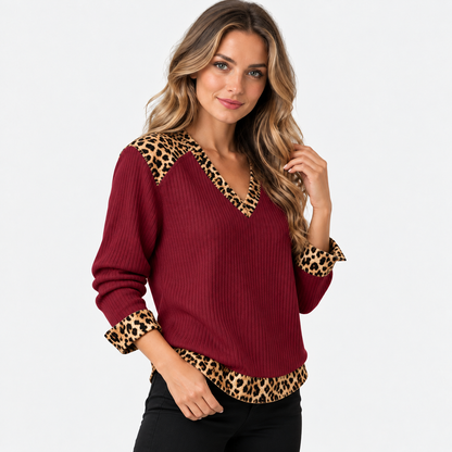 Montviro | Women’s Ribbed Texture Knit Top Relaxed Fit Spring Fall Wear