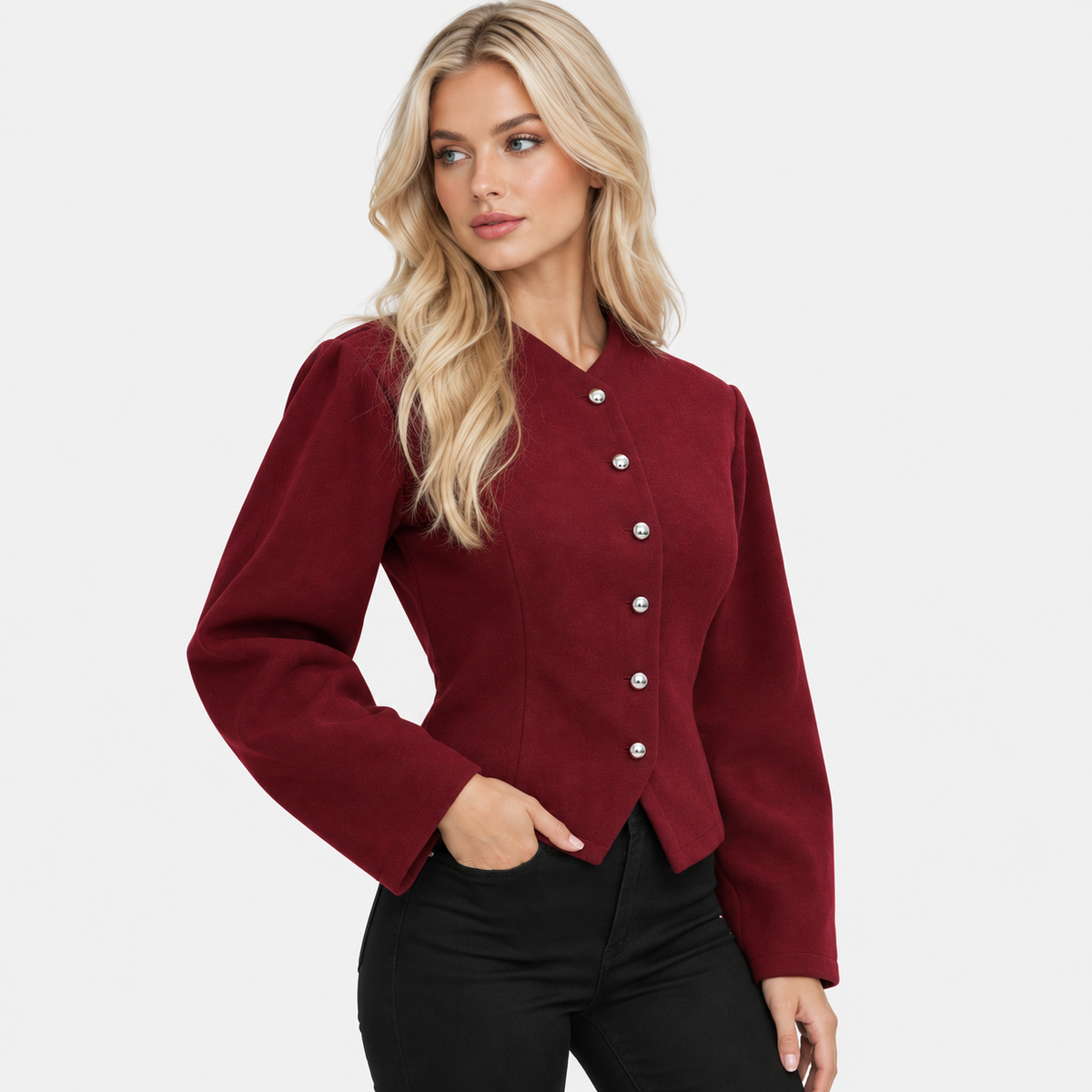 Montviro | Women’s Retro Jacket Lantern Sleeve Single Breasted Outerwear
