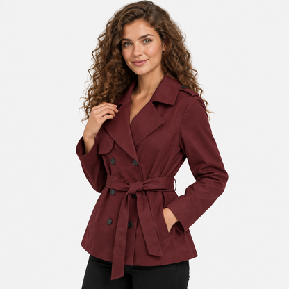 Montviro | Women’s Trench Coat Belted Waist Lapel Outerwear