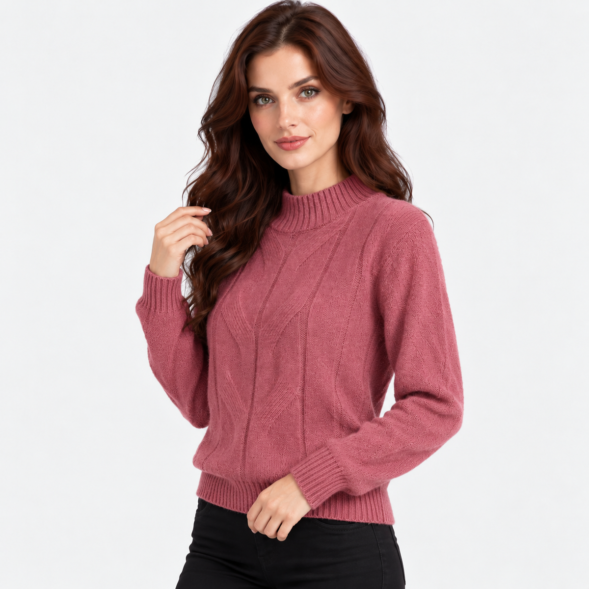 Montviro | Women's Viscose Blend Knit Sweater with High Neck