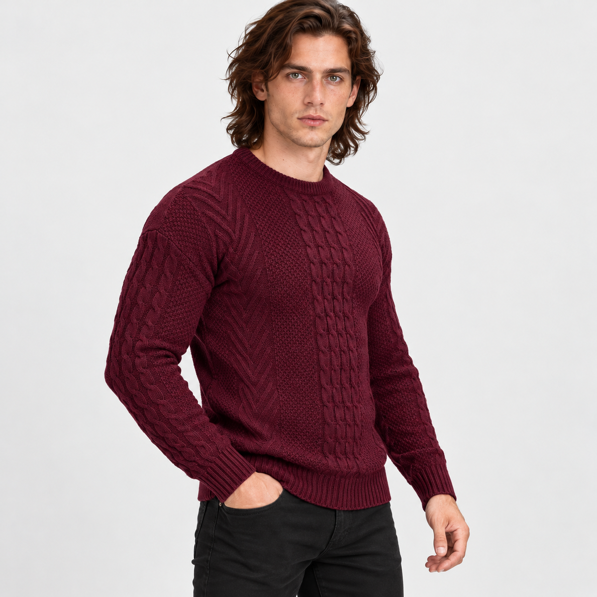 Montviro | Men's Knit Sweater Crew Neck Soft Pullover Fall Winter Top
