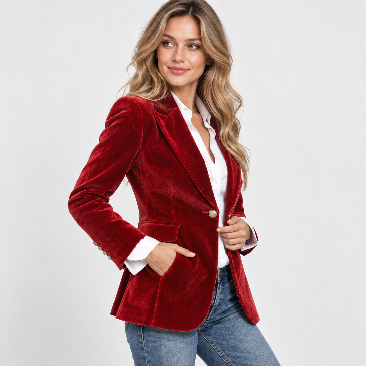 Montviro | Women’s Tailored Blazer Jacket Notch Collar Single Button Coat
