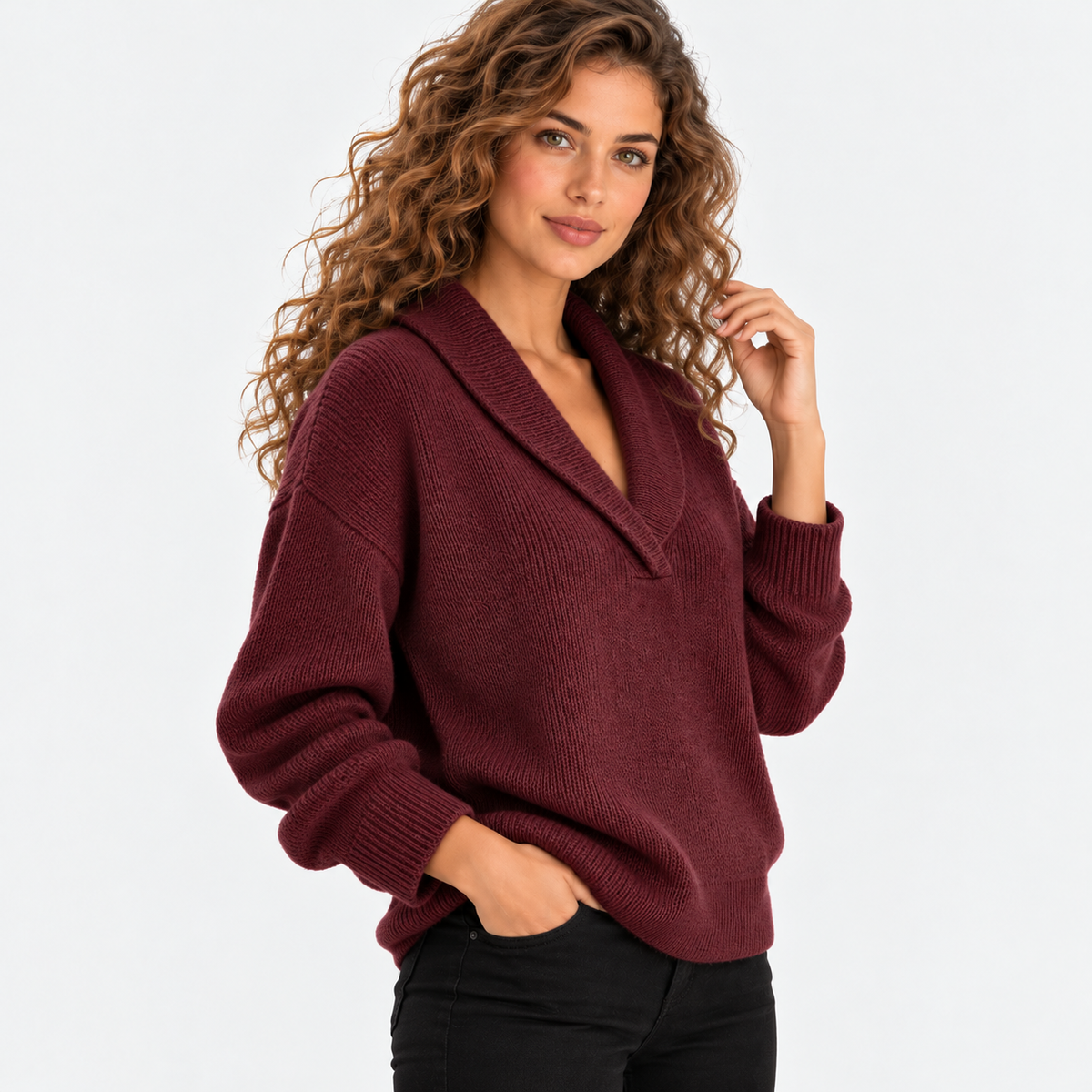 Montviro | Women's Oversized Knit Sweater with Shawl Collar
