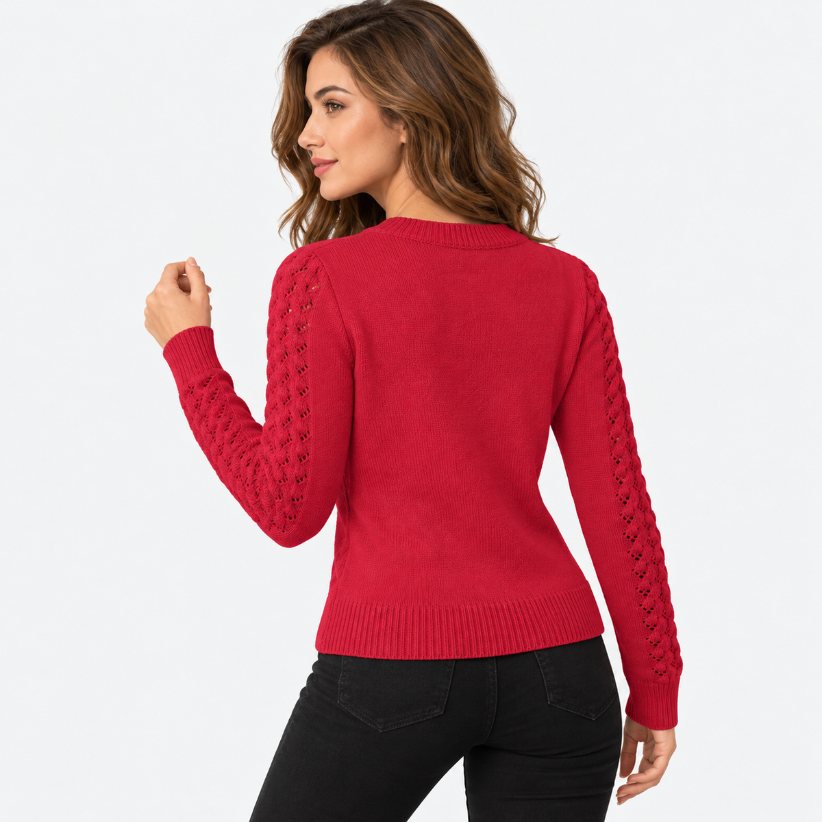 Montviro | Women's Cropped Knit Sweater with Hollow Out Design