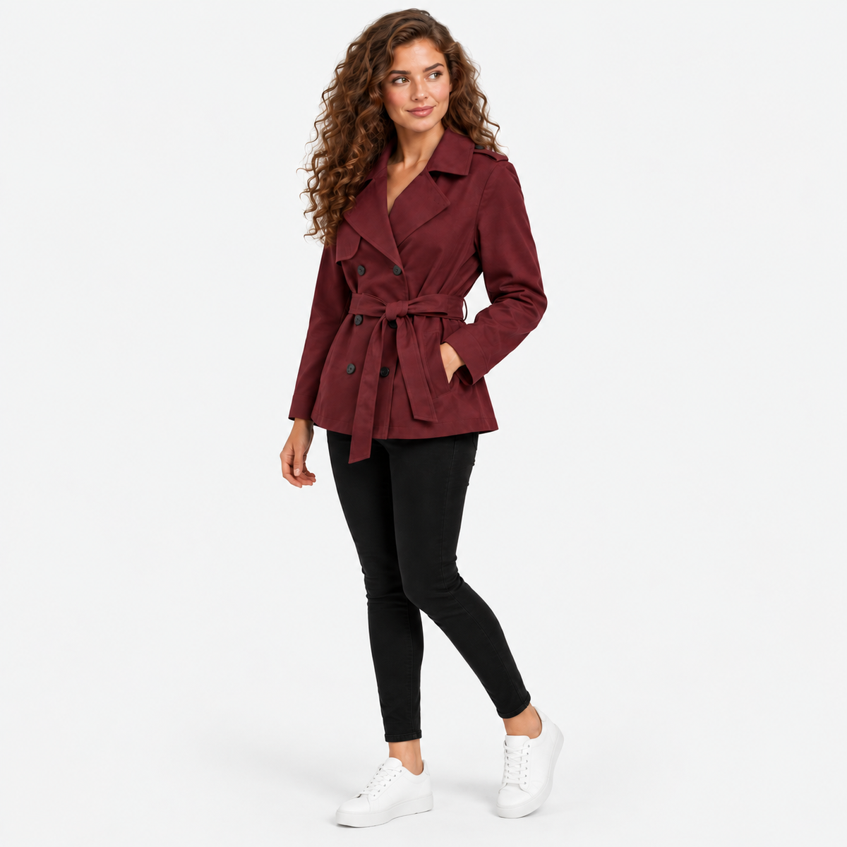 Montviro | Women’s Trench Coat Belted Waist Lapel Outerwear