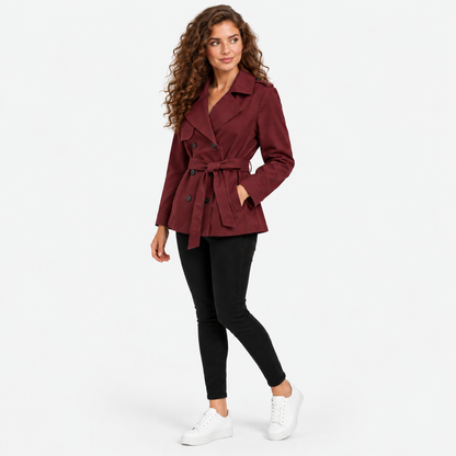 Montviro | Women’s Trench Coat Belted Waist Lapel Outerwear
