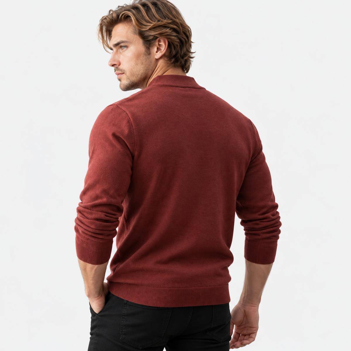Montviro | Men's Knit Cardigan Sweater with Stand Collar and Full Zip