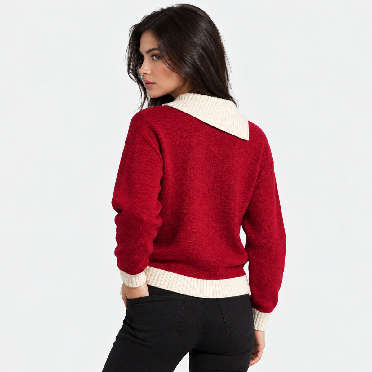 Montviro | Women's Asymmetric Neck Knit Sweater with Side Buttons