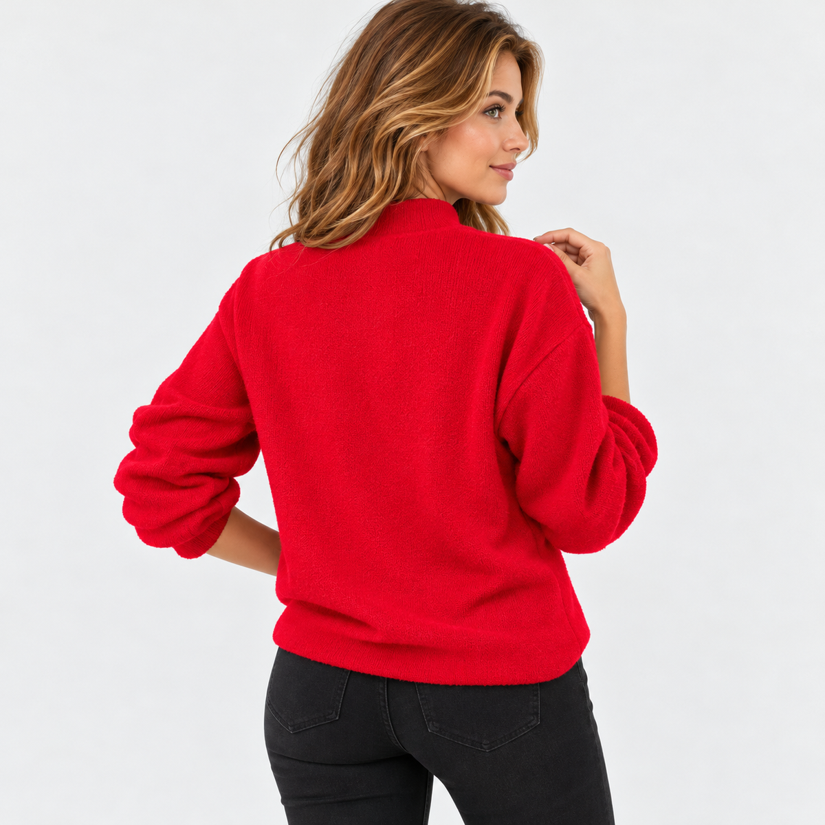 Montviro | Women's Pearl Beaded Pullover Sweater with High Neck