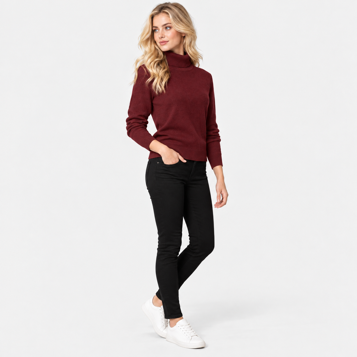 Montviro | Women's High Neck Knit Sweater with Stretch Fabric