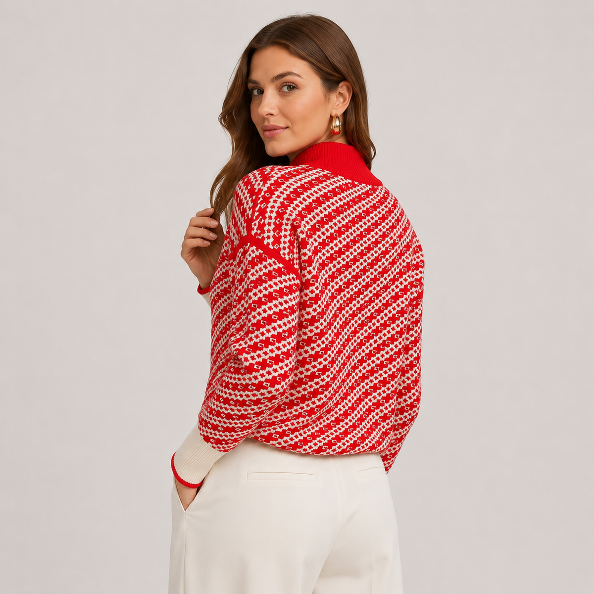 Montviro | Women's Stand Collar Sweater - Viscose Blend Knit