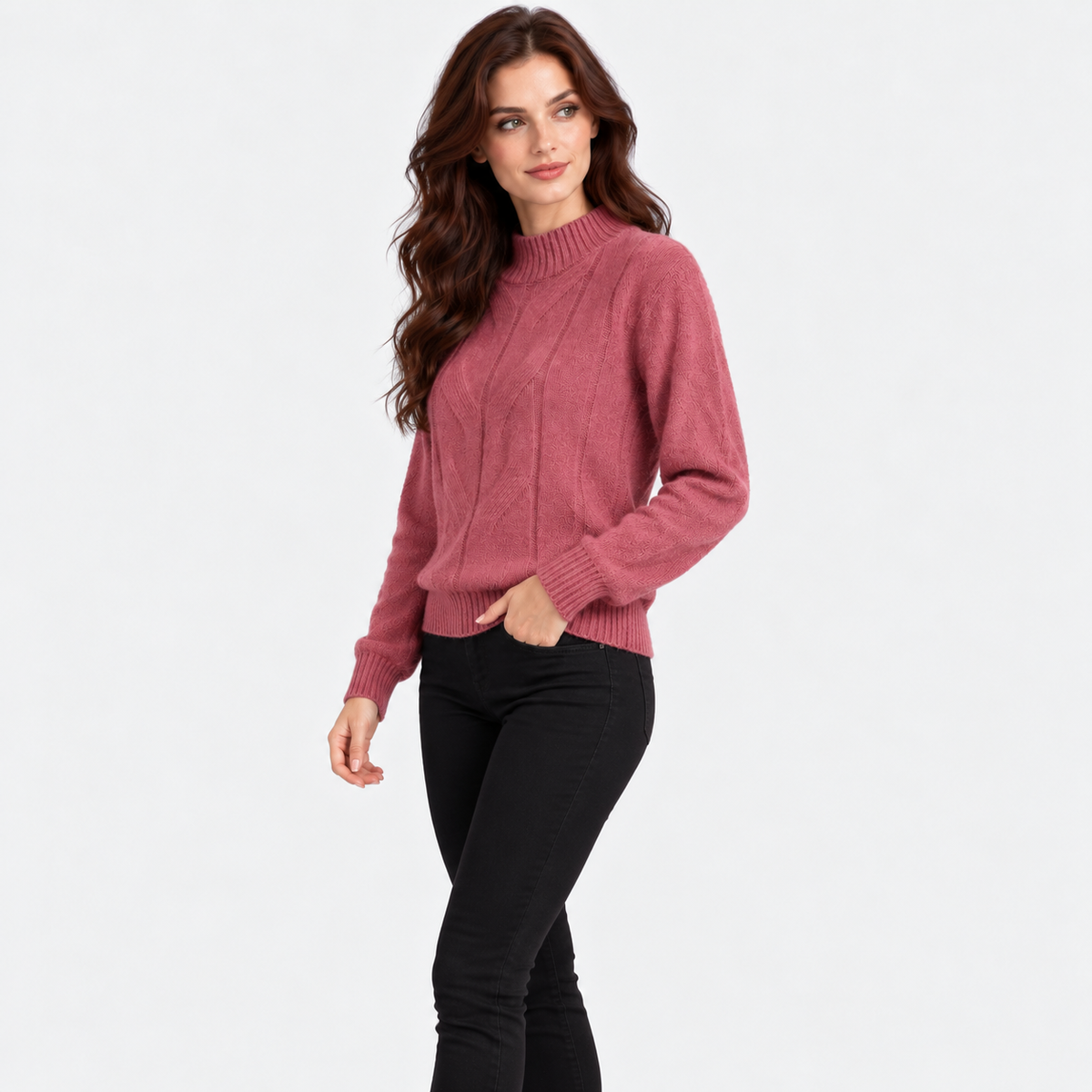 Montviro | Women's Viscose Blend Knit Sweater with High Neck
