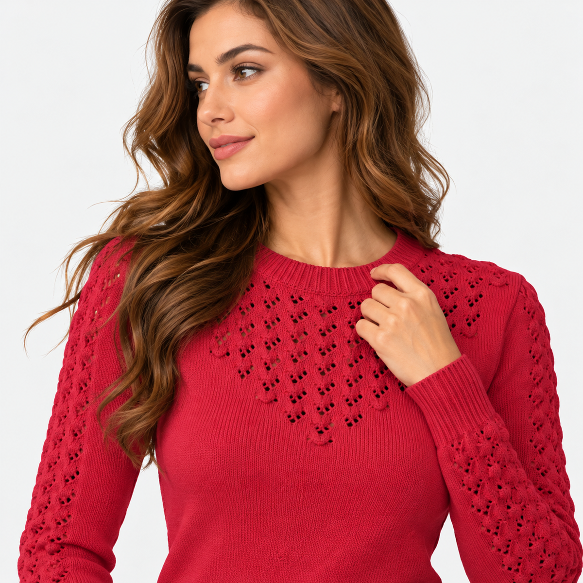 Montviro | Women's Cropped Knit Sweater with Hollow Out Design