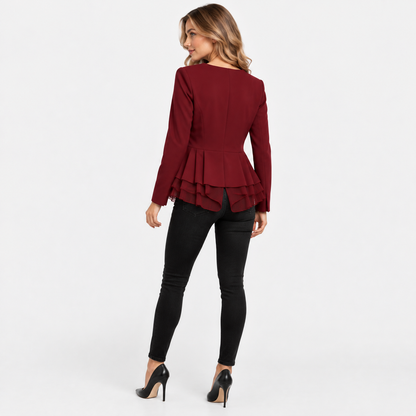 Montviro | Women’s Chiffon Blazer Jacket Long Sleeve Single Button Top