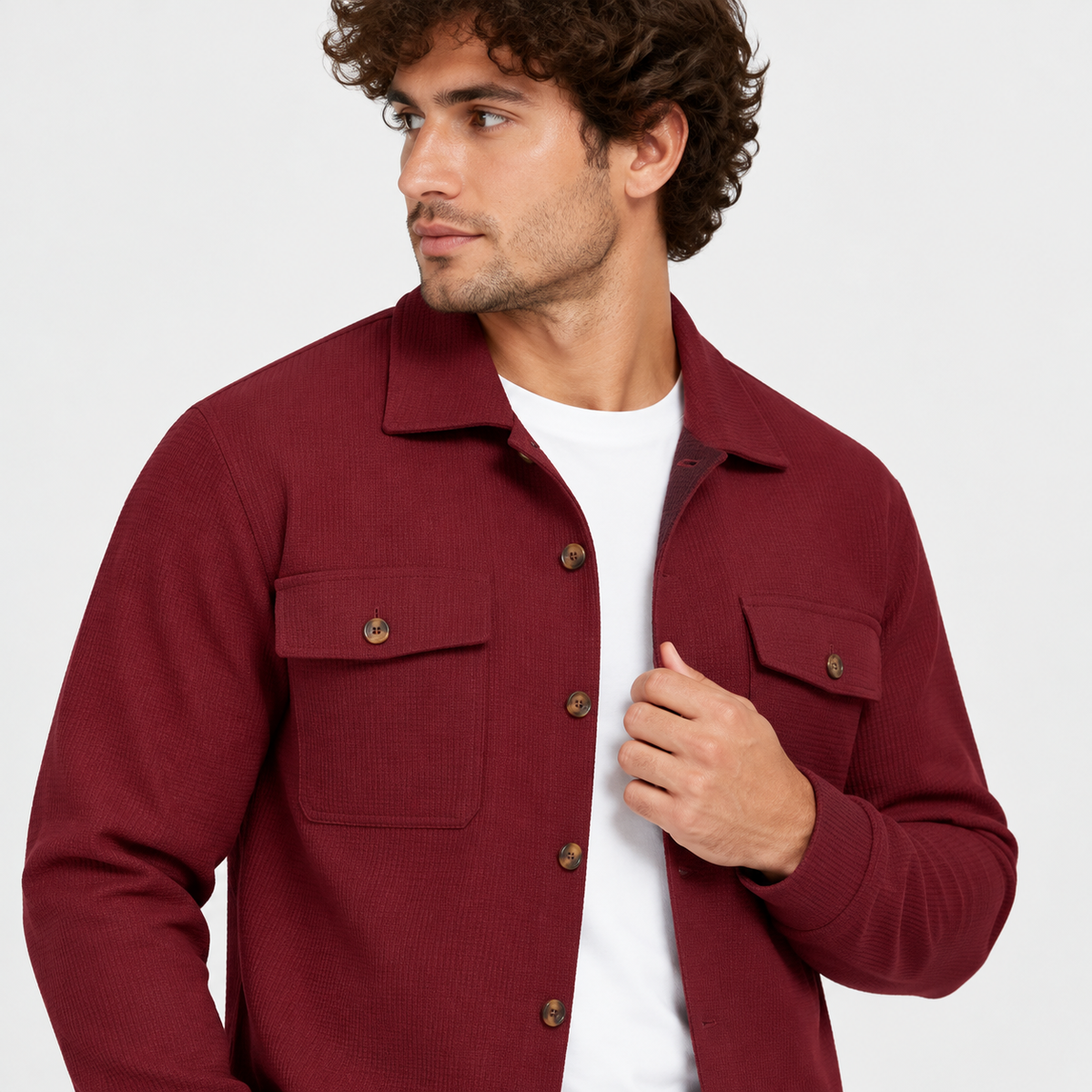 Montviro | Men's Waffle Knit Cardigan Set Button Shirt Pants Casual Outfit