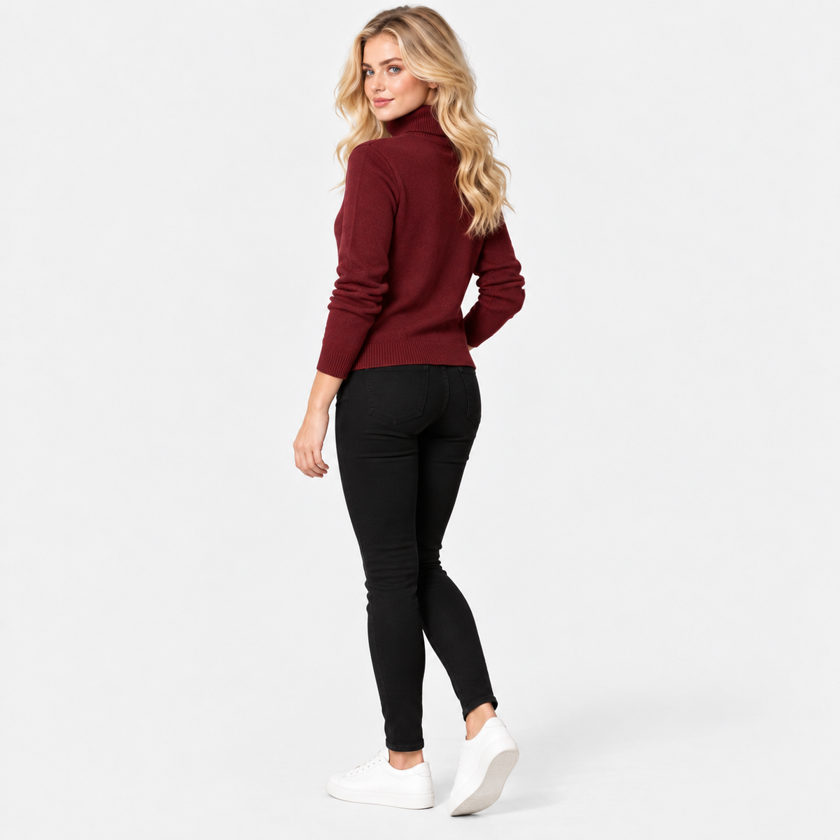 Montviro | Women's High Neck Knit Sweater with Stretch Fabric