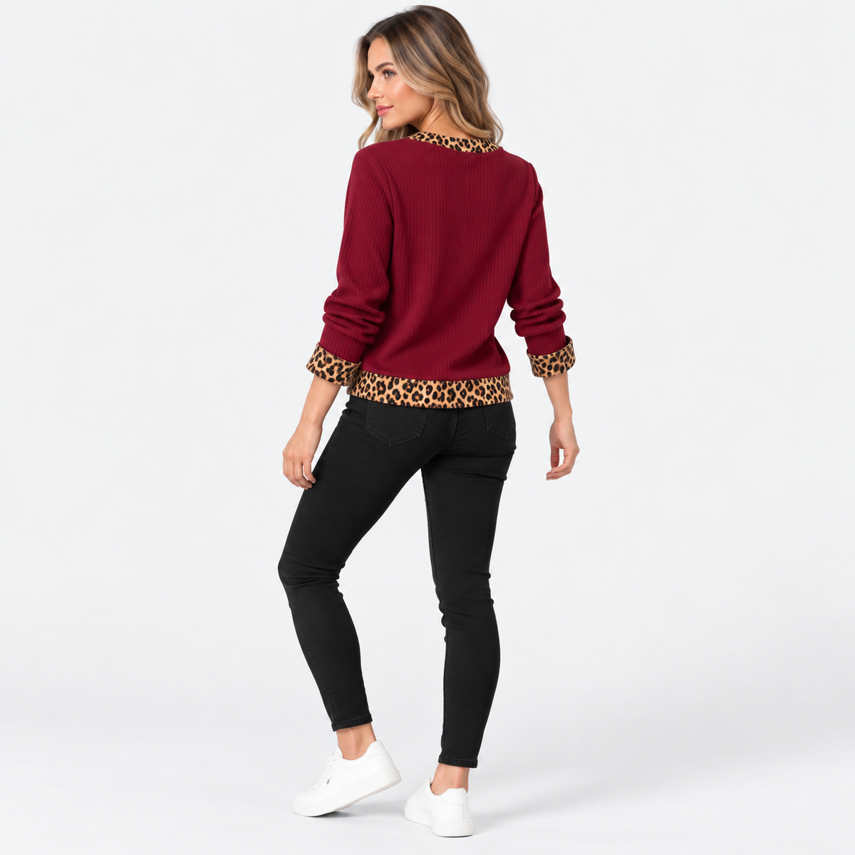 Montviro | Women’s Ribbed Texture Knit Top Relaxed Fit Spring Fall Wear