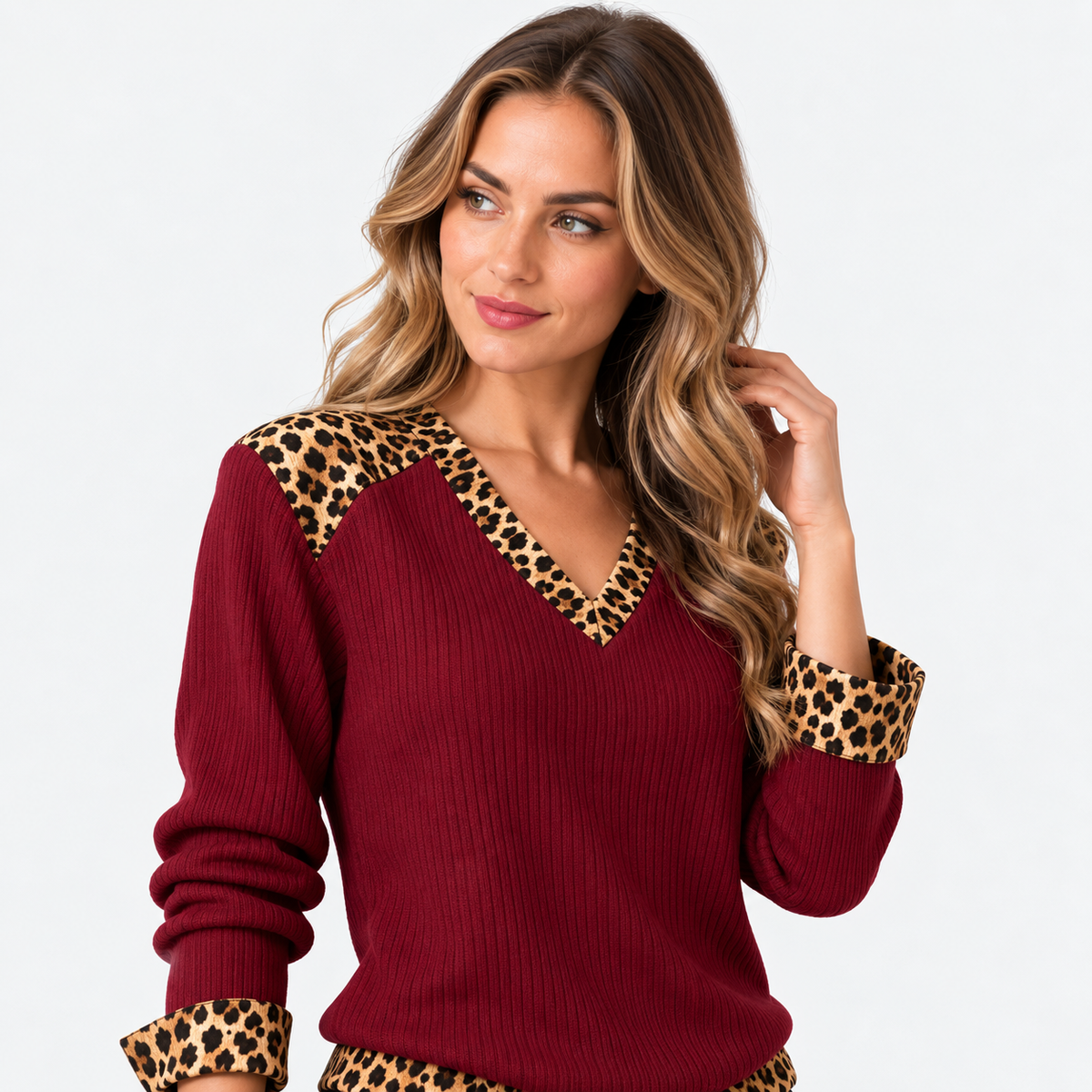 Montviro | Women’s Ribbed Texture Knit Top Relaxed Fit Spring Fall Wear