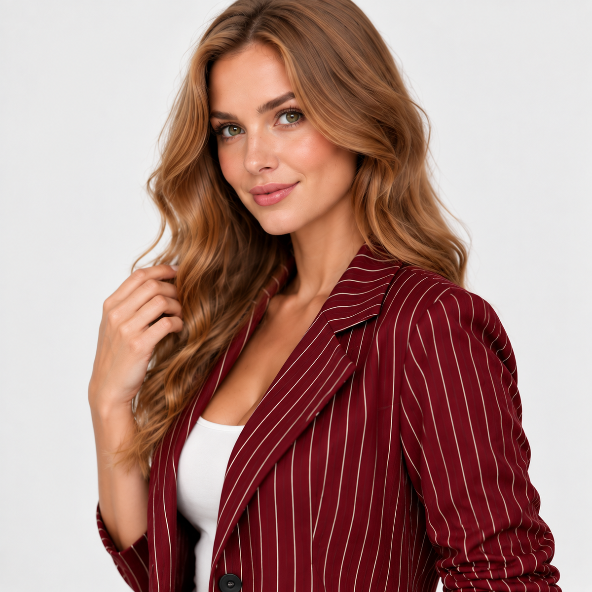 Montviro | Women’s Plus Size Striped Blazer Elegant Workwear Suit Jacket