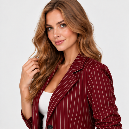 Montviro | Women’s Plus Size Striped Blazer Elegant Workwear Suit Jacket