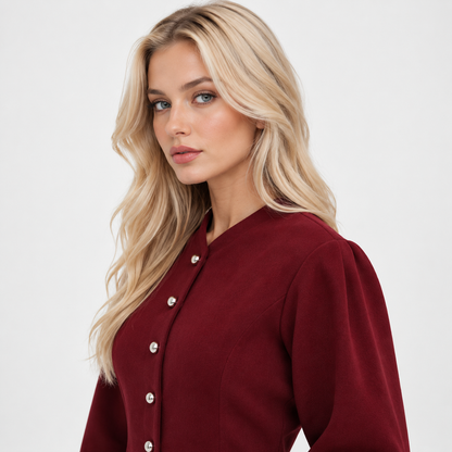 Montviro | Women’s Retro Jacket Lantern Sleeve Single Breasted Outerwear