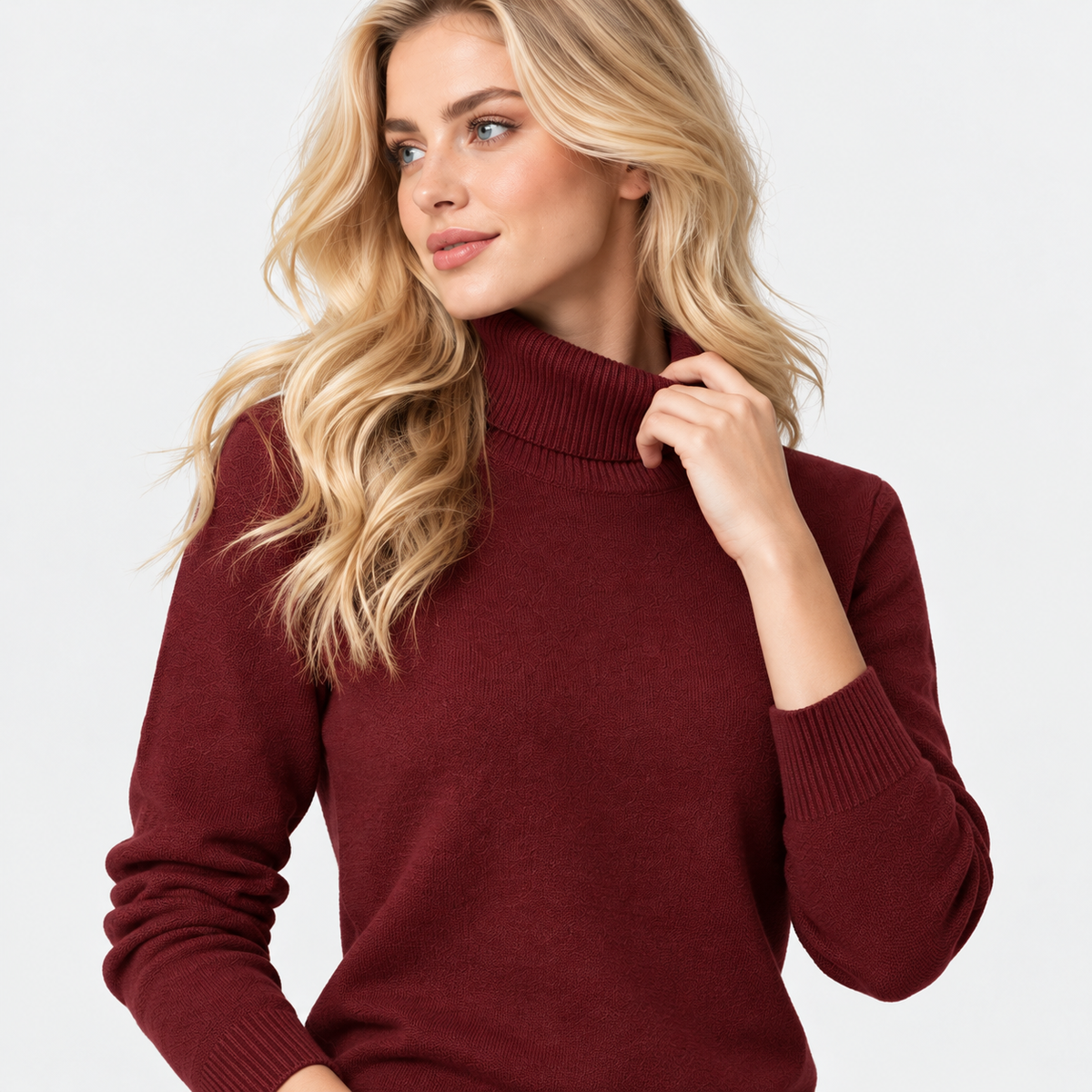 Montviro | Women's High Neck Knit Sweater with Stretch Fabric