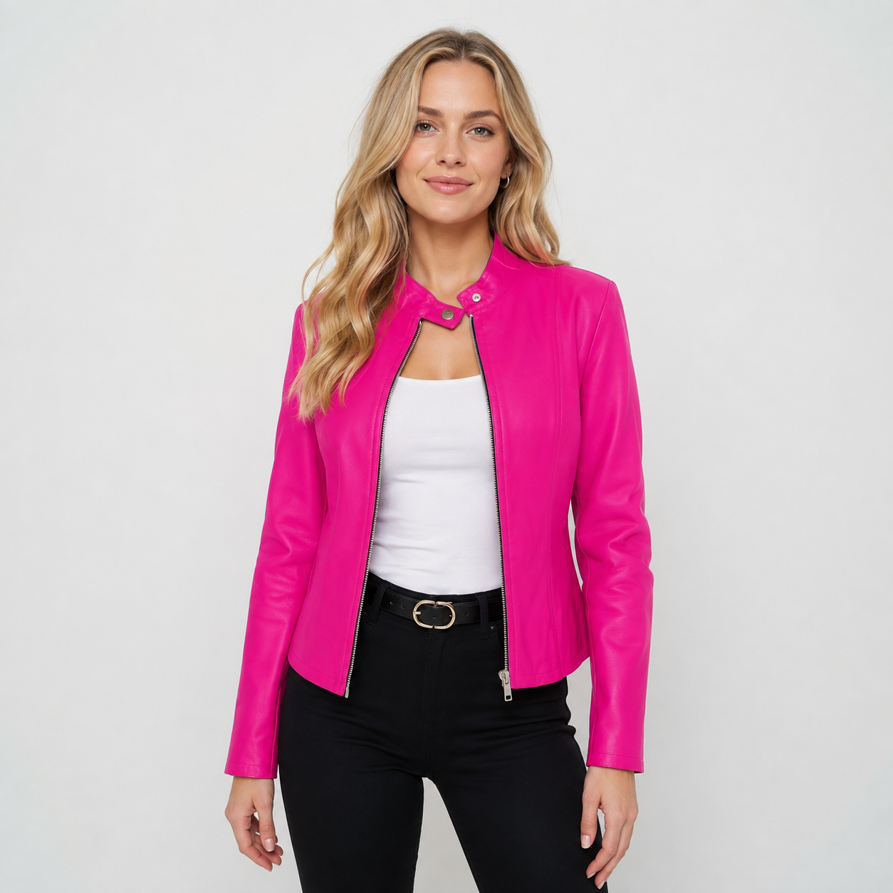 Montviro | Women's Leather Jacket - Full Zip Elegant Style