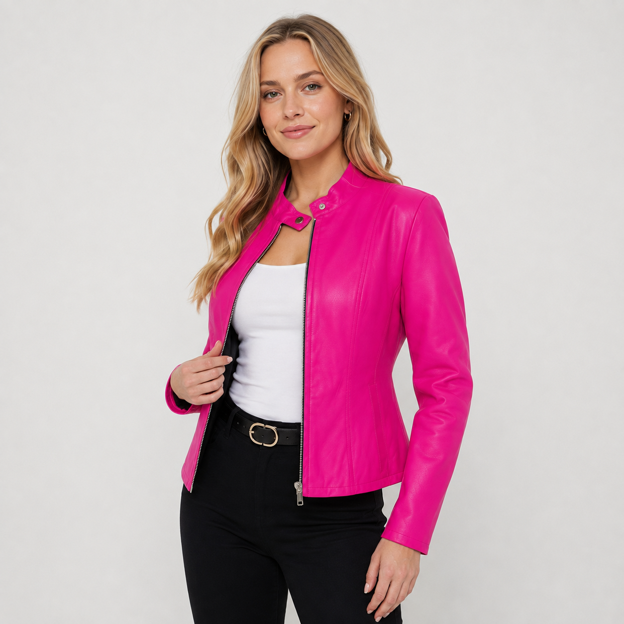Montviro | Women's Leather Jacket - Full Zip Elegant Style