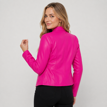 Montviro | Women's Leather Jacket - Full Zip Elegant Style