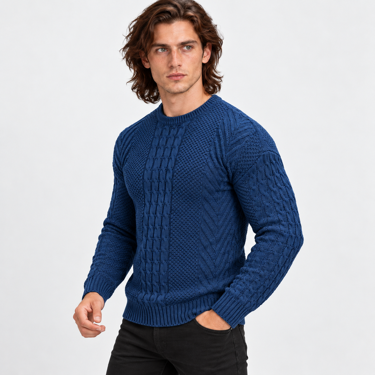 Montviro | Men's Knit Sweater Crew Neck Soft Pullover Fall Winter Top