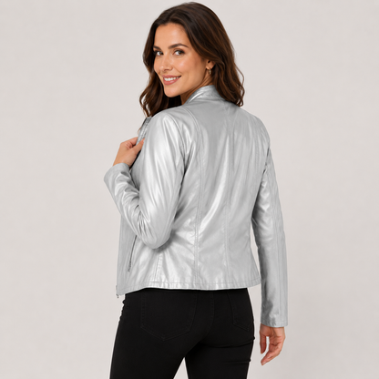 Montviro | Women's Leather Jacket - Full Zip Elegant Style