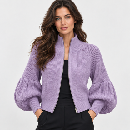 Montviro | Women’s Elegant Knit Sweater Jacket Zipper Outerwear